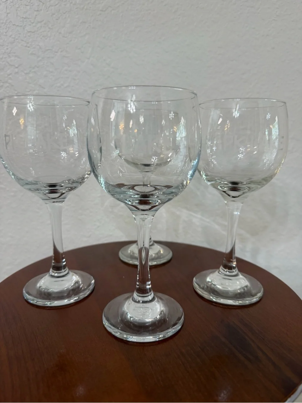 Possum Kingdom Lake Wine Glasses Set of 3 Frosted With “PK Lake” & 1 Unfrosted